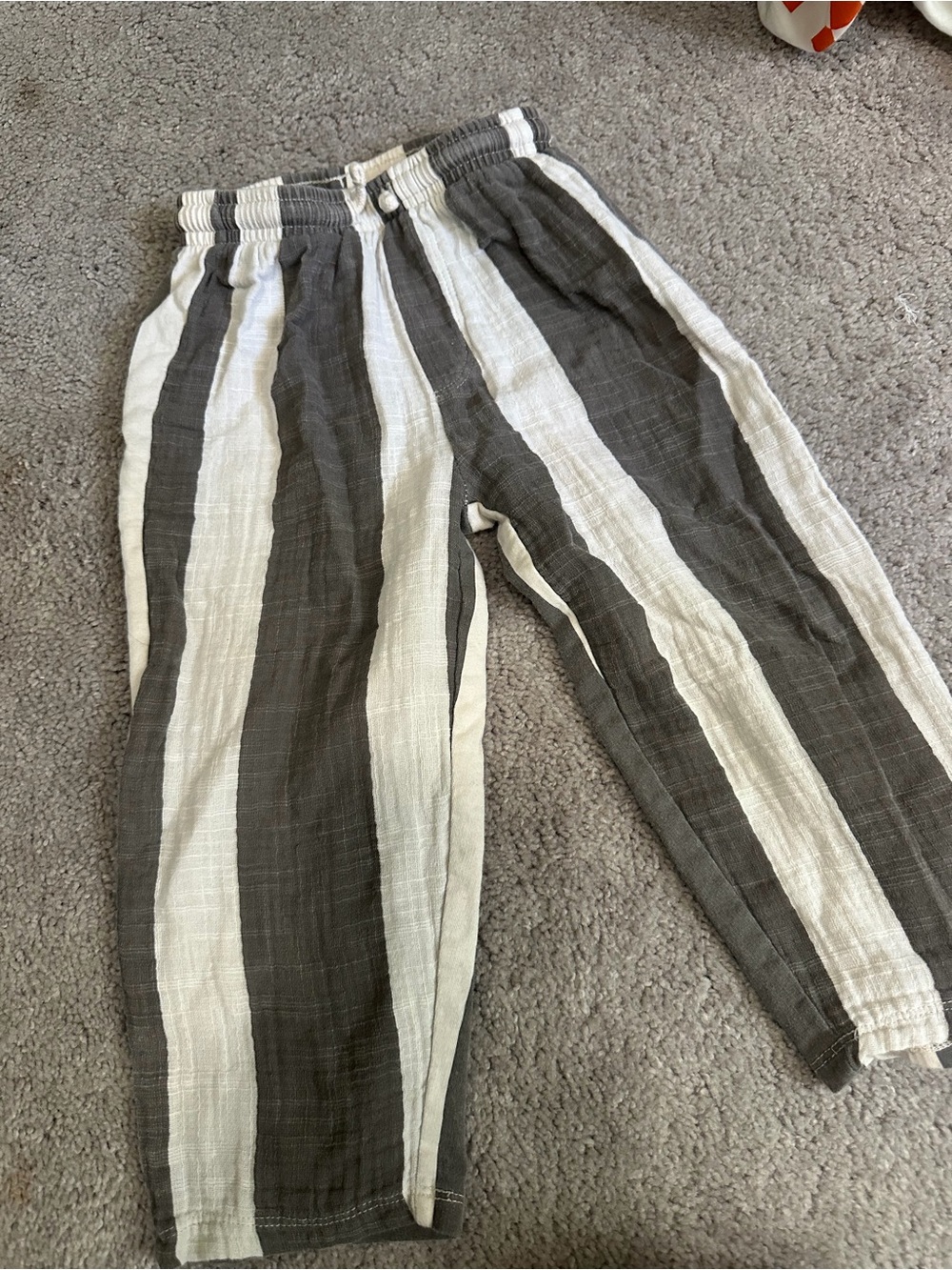 Toddler Gray and White Striped Pants